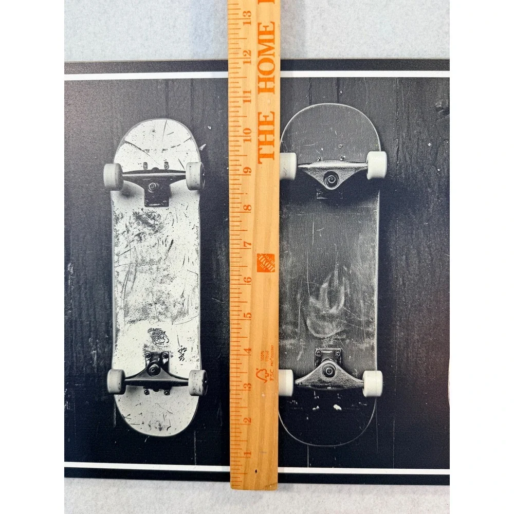Black & White Skateboard Wall Art 12x18 Three Skateboards Skater Decor